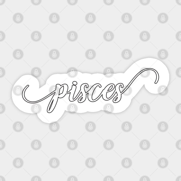 Pisces Zodiac Script Sticker Sticker by aterkaderk